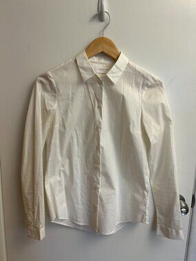 EVERALNE White Cotton Poplin Button-Down Shirt | Classic Crisp Blouse | Size [4]